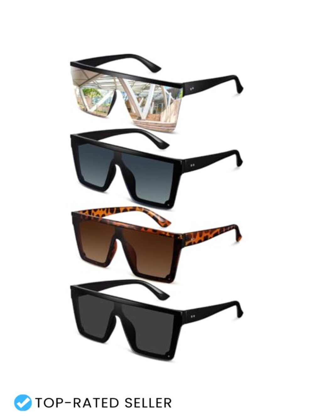 Oversized Square Sunglasses UV400 Protection for Men Women